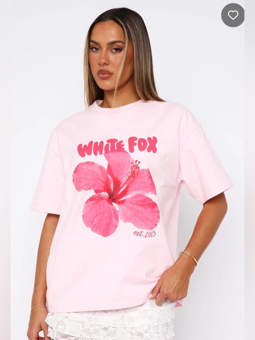 NWT White Fox Boutique With Love & Romance Oversized Tee in Baby Pink size L/XL